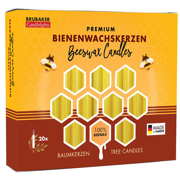 BRUBAKER 100% Pure Beeswax Christmas Tree Candles for Pyramids & Chime
