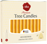 Eika Premium 100% Beeswax Tree Candles - Pack of 20 Honey Colored Natural Christmas Wax Candles for Pyramids, Carousels & Chimes - Made in Europe