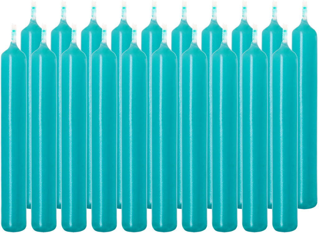 BRUBAKER Mini Taper Candles 20 pcs - Turquoise - 3.75 x 0.5 Inches Unscented Candles for Rituals, Spells, Witchcraft, Wedding, Home Decor and Party