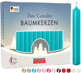 BRUBAKER Tree Candles - Pack of 20 - Turquoise - 3¾ x ½ Inches - Made in Europe - Christmas Wax Candles for Pyramids, Carousels & Chimes