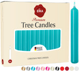Eika Premium Christmas Tree Candles - Set of 20 Traditional Christmas Wax Candles for Pyramids, Carousels & Chimes - Made in Europe - Turquoise Metallic