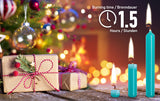 Eika Premium Christmas Tree Candles - Set of 20 Traditional Christmas Wax Candles for Pyramids, Carousels & Chimes - Made in Europe - Turquoise Metallic