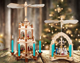 Eika Premium Christmas Tree Candles - Set of 20 Traditional Christmas Wax Candles for Pyramids, Carousels & Chimes - Made in Europe - Turquoise Metallic
