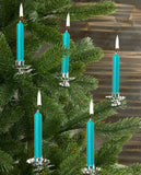 Eika Premium Christmas Tree Candles - Set of 20 Traditional Christmas Wax Candles for Pyramids, Carousels & Chimes - Made in Europe - Turquoise Metallic