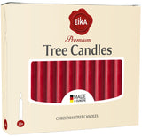 Eika Premium Christmas Tree Candles - Set of 20 Traditional Christmas Wax Candles for Pyramids, Carousels & Chimes - Made in Europe - Solid Colored - Dark Red