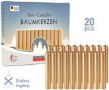 BRUBAKER Christmas Tree Candles for Pyramids & Chimes - Golden - Pack of 20 in a Gift Box