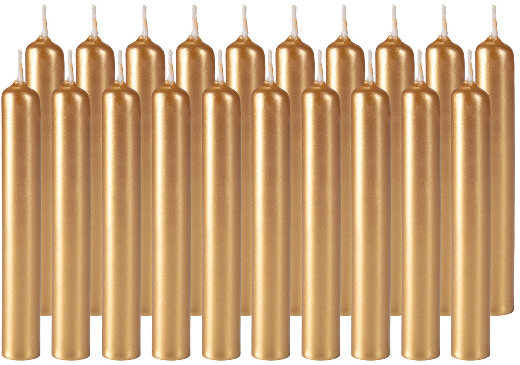 BRUBAKER Mini Taper Candles 20 pcs - Gold - 3.75 x 0.5 Inches Unscented Candles for Rituals, Spells, Witchcraft, Wedding, Home Decor and Party