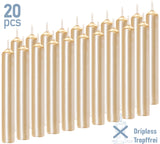 BRUBAKER Tree Candles - Pack of 20 - Pale Gold - 3¾ x ½ Inches - Made in Europe - Christmas Wax Candles for Pyramids, Carousels & Chimes
