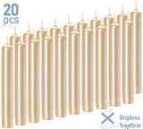 BRUBAKER Mini Taper Candles 20 pcs - Pale Gold - 3.75 x 0.5 Inches Unscented Candles for Rituals, Spells, Witchcraft, Wedding, Home Decor and Party