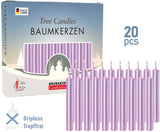 BRUBAKER Tree Candles - Pack of 20 - Purple - 3¾ x ½ Inches - Made in Europe - Christmas Wax Candles for Pyramids, Carousels & Chimes