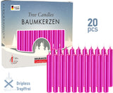 BRUBAKER Tree Candles - Pack of 20 - Pink - 3¾ x ½ Inches - Made in Europe - Christmas Wax Candles for Pyramids, Carousels & Chimes