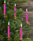 Eika Premium Christmas Tree Candles - Set of 20 Traditional Christmas Wax Candles for Pyramids, Carousels & Chimes - Made in Europe - Pink Metallic