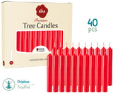 Eika Premium Christmas Tree Candles - Set of 20 Traditional Christmas Wax Candles for Pyramids, Carousels & Chimes - Made in Europe - Solid Colored - Red