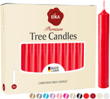 Eika Premium Christmas Tree Candles - Set of 20 Traditional Christmas Wax Candles for Pyramids, Carousels & Chimes - Made in Europe - Solid Colored - Red