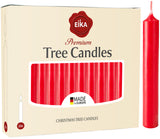 Eika Premium Christmas Tree Candles - Set of 20 Traditional Christmas Wax Candles for Pyramids, Carousels & Chimes - Made in Europe - Solid Colored - Red