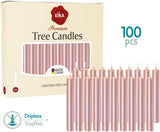 Eika Premium Christmas Tree Candles - Set of 20 Traditional Christmas Wax Candles for Pyramids, Carousels & Chimes - Made in Europe - Rosé Gold Metallic