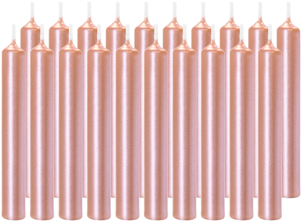 BRUBAKER Mini Taper Candles 20 pcs - Rosé Gold - 3.75 x 0.5 Inches Unscented Candles for Rituals, Spells, Witchcraft, Wedding, Home Decor and Party