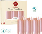 Eika Premium Christmas Tree Candles - Set of 20 Traditional Christmas Wax Candles for Pyramids, Carousels & Chimes - Made in Europe - Rosé Gold Metallic