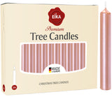 Eika Premium Christmas Tree Candles - Set of 20 Traditional Christmas Wax Candles for Pyramids, Carousels & Chimes - Made in Europe - Rosé Gold Metallic