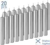 BRUBAKER Mini Taper Candles 20 pcs - Silver - 3.75 x 0.5 Inches Unscented Candles for Rituals, Spells, Witchcraft, Wedding, Home Decor and Party
