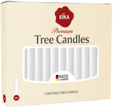 Eika Premium Christmas Tree Candles - Set of 20 Traditional Christmas Wax Candles for Pyramids, Carousels & Chimes - Made in Europe - Solid Colored - White