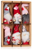 BRUBAKER 6-Piece Set Decoration Heart Gnomes Pendant Made of Wood and Knit - Tree Pendant Christmas - Valentine’s Day Gift Pink Red - Tree Ornament or Heart Decoration in Gift Box