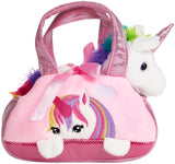 BRUBAKER Rainbow Plush Unicorn in Handbag - 8 Inches - Soft Toy in Bag - Cuddly Toy - Stuffed Animal - Pink