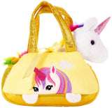 BRUBAKER Rainbow Plush Unicorn in Handbag - 8 Inches - Soft Toy in Bag - Cuddly Toy - Stuffed Animal - Pink