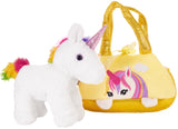 BRUBAKER Rainbow Plush Unicorn in Handbag - 8 Inches - Soft Toy in Bag - Cuddly Toy - Stuffed Animal - Pink