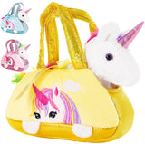 BRUBAKER Rainbow Plush Unicorn in Handbag - 8 Inches - Soft Toy in Bag - Cuddly Toy - Stuffed Animal - Pink