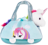 BRUBAKER Rainbow Plush Unicorn in Handbag - 8 Inches - Soft Toy in Bag - Cuddly Toy - Stuffed Animal - Pink