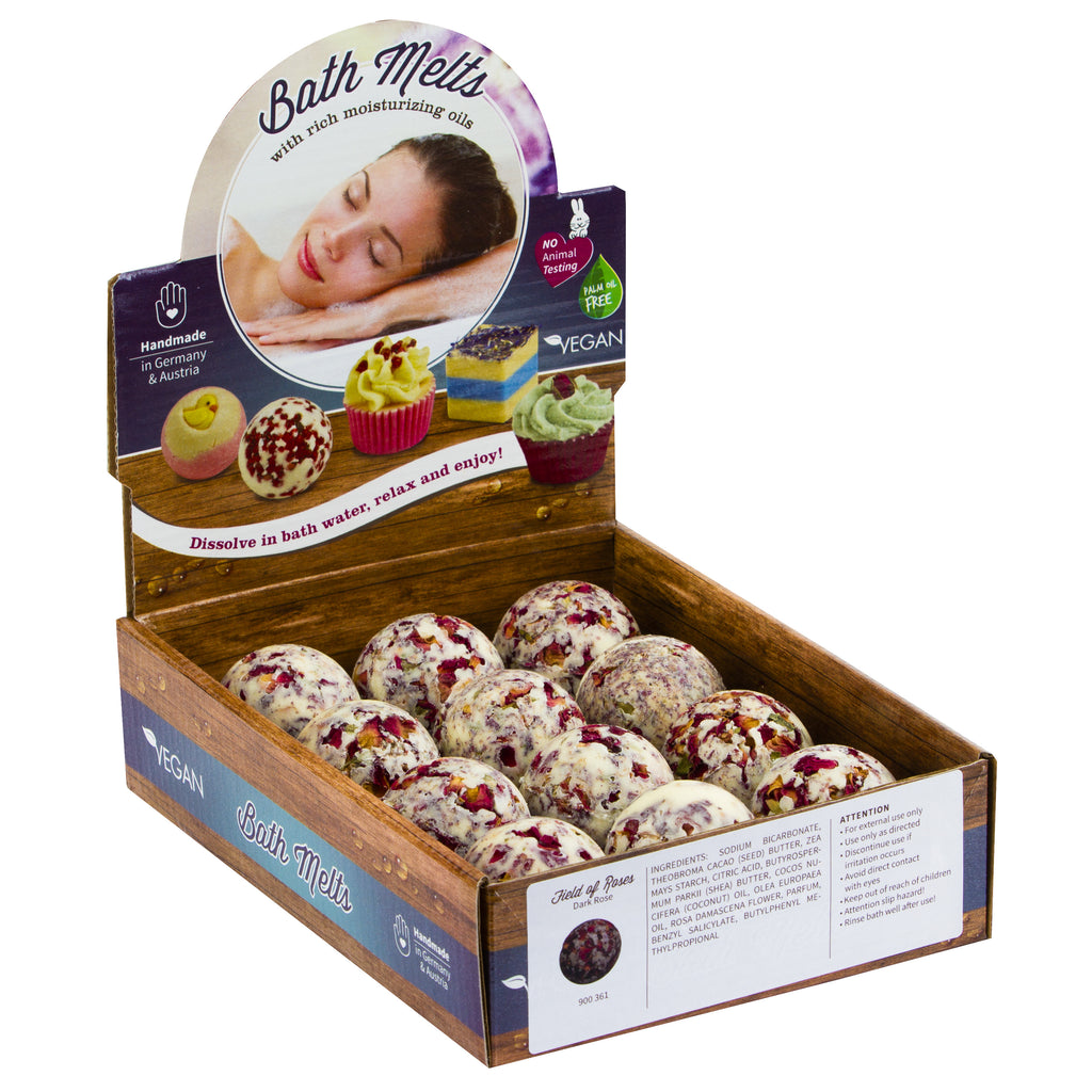 BRUBAKER "Field of Roses (Dark Rose)" Bath Melts 12pcs /Box  - Vegan - Organic - Handmade