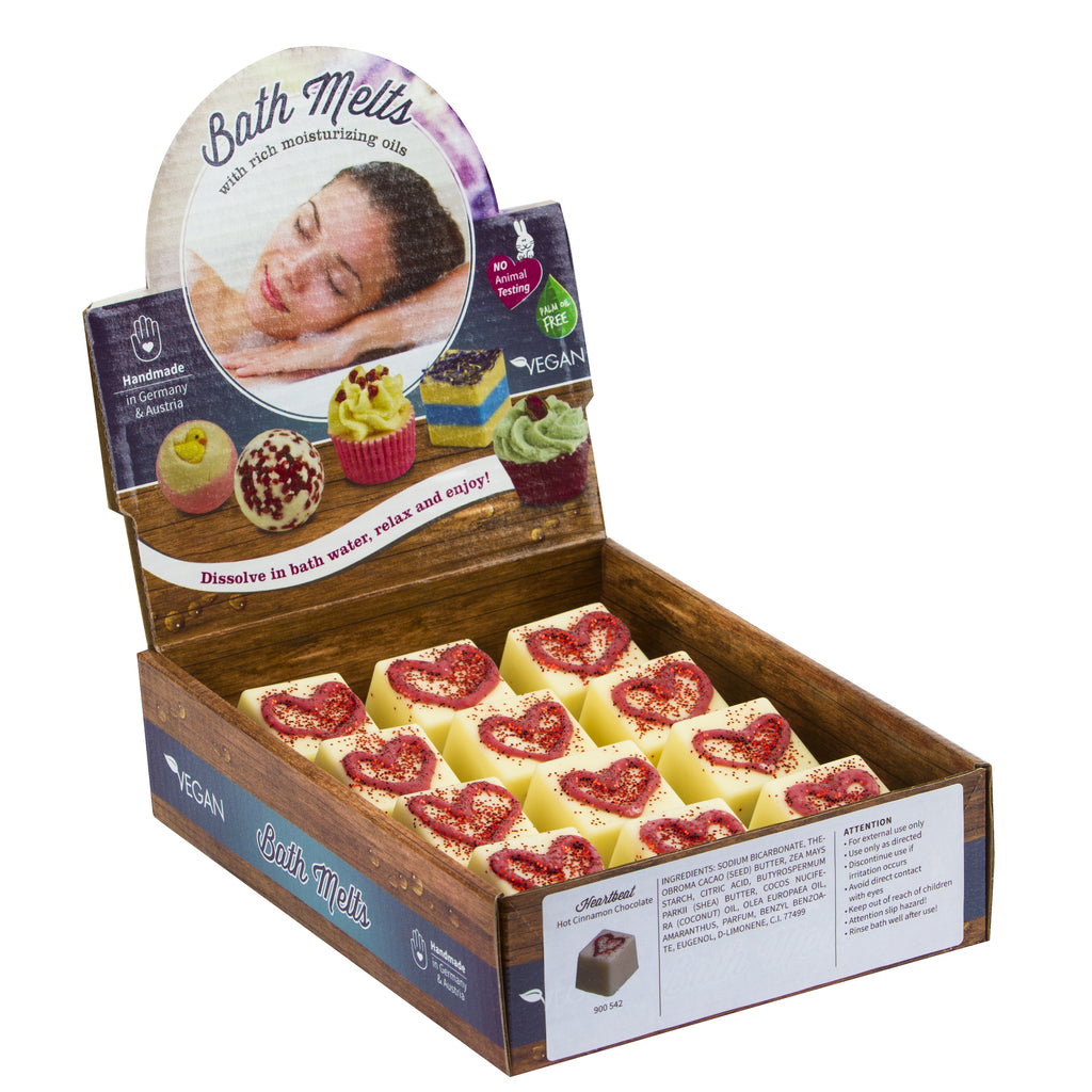 BRUBAKER "Heartbeat (Hot Cinnamon Chocolate)" Bath Melts 12pcs /Box  - Vegan - Organic - Handmade