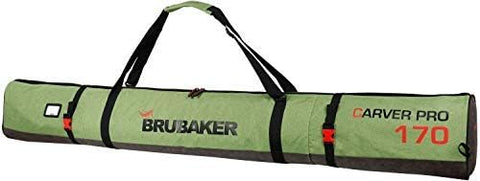 BRUBAKER Carver Performance Ski Bag for 1 Pair of Skis and Poles - Green Black