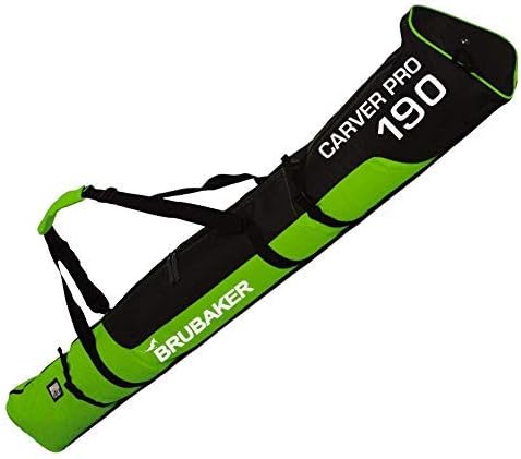 BRUBAKER Ski Bag for 1 Pair of Skis and Poles - Green Black