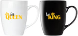 BRUBAKER Coffee Mugs Her King & His Queen with Greeting Card - Couple Mug Set Black and White - 10 oz Gift Set in Gift B