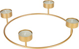 BRUBAKER Advent Wreath - Candle Holder for 4 Pcs Tealights - 10.4 inches Advent Wreath Tealight Holder with Ring Design - Metal Decoration for Christmas Festival, Home Party and Church Decor - Gold