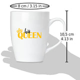 BRUBAKER Coffee Mugs Her King & His Queen with Greeting Card - Couple Mug Set Black and White - 10 oz Gift Set in Gift B