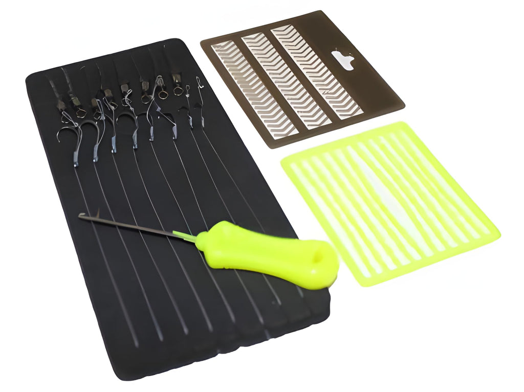 FISH-XPRO Carp Starter Kit with 8 Pre-tied Rigs - Complete Carp Fishing Set for Enthusiasts, Baitrunner Reel, Rod, Tackl