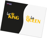 BRUBAKER Coffee Mugs Her King & His Queen with Greeting Card - Couple Mug Set Black and White - 10 oz Gift Set in Gift B