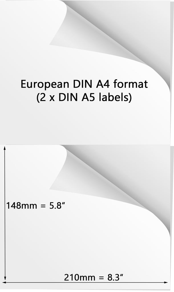 Shipping Labels, DIN A4 Half Sheet Size (European Size), Self-Adhesive, 1000 Labels (500 Sheets)