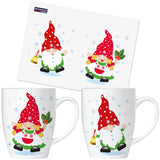 BRUBAKER Coffee Mugs Merry Christmas Elves with Greeting Card - Christmas Elf Mugs - Dwarves Gnomes - 10 oz Holiday Mug
