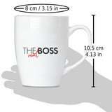 BRUBAKER Coffee Mugs The Boss & The Real Boss with Greeting Card - Couple Mug Set Black and White - 10 oz Gift Set in Gi