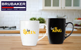 BRUBAKER Coffee Mugs Her King & His Queen with Greeting Card - Couple Mug Set Black and White - 10 oz Gift Set in Gift B