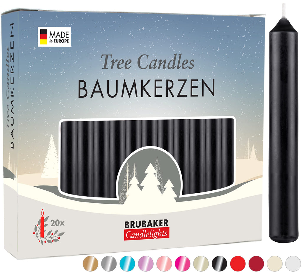 BRUBAKER Tree Candles - 3.75 x 0.5 Inches (9.5 x 1.27 cm) - Made in Europe - Christmas Wax Candles for Pyramids, Carouse