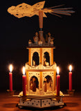 BRUBAKER Christmas Pyramid, 3-Tier, Rotating, Wooden, 18 Inch, Brown
