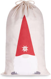 BRUBAKER Christmas Sack Gnome Elf - 31.5 Inches Holiday Gift Bag - Cotton Santa Sack - Gnome with Beard Design