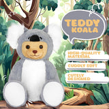 BRUBIES Teddy Koala - 10 Inch Teddy Bear in Koala Costume with Hood - Cuddly Toy for Cosy Adventures - Stuffed Animal for Children