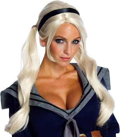 Babydoll Wig Costume Accessory Long Blonde with Pigtails Ponytails Cosplay