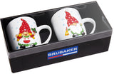 BRUBAKER Coffee Mugs Merry Christmas Elves with Greeting Card - Christmas Elf Mugs - Dwarves Gnomes - 10 oz Holiday Mug